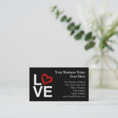 LIEBE, Schwarzweiss mit rotem skizziertem Herzen Visitenkarte (Stehend Vorderseite)