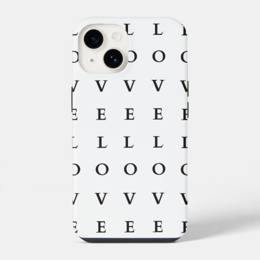 Liebe Schwarzweißtext iPhone Hülle (Rückseite)