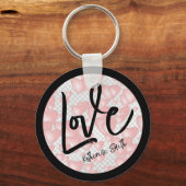 Liebe - Schwebende rosa Herzchen - Ihr Name Schlüsselanhänger (Vorderseite)