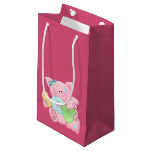 Liebe-Schwein-Geschenk-Tasche Kleine Geschenktüte (Vorderseite Schrägansicht)