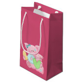 Liebe-Schwein-Geschenk-Tasche Kleine Geschenktüte (Rückseite Schrägansicht)
