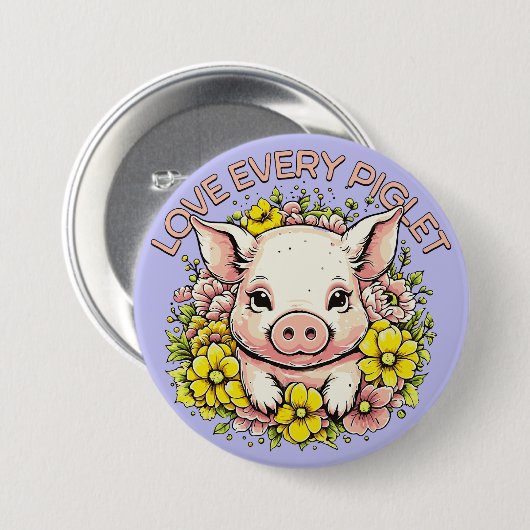 Liebe Schweine in Blume Button (Vorne & Hinten)