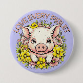 Liebe Schweine in Blume Button (Vorderseite)