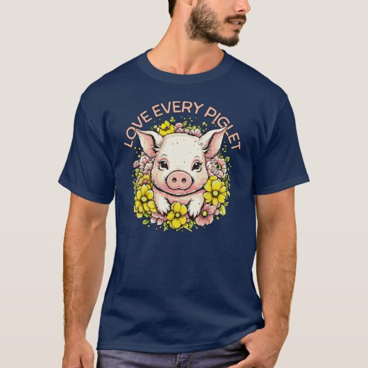 Liebe Schweine in Blume T-Shirt (Vorderseite)
