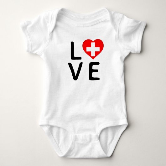 Liebe - Schweizer Flagge Baby Strampler (Vorderseite)