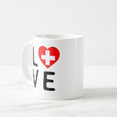 Liebe - Schweizer Flagge Kaffeetasse (Vorderseite Links)