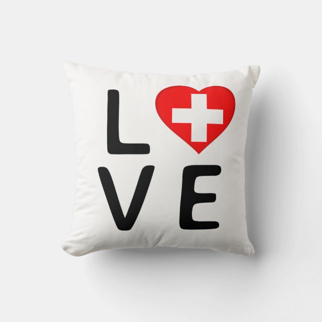 Liebe - Schweizer Flagge Kissen (Vorderseite)