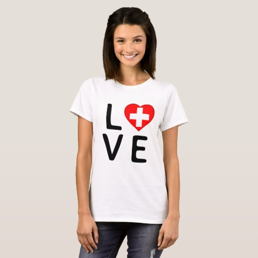 Liebe - Schweizer Flagge T-Shirt (Vorne ganz)