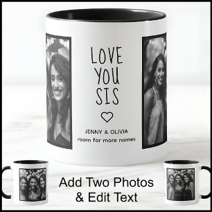 Liebe Schwester 2 Fotos & Text Weiß Schwarz C00 Tasse