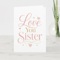 Liebe Schwester Elegante rosa Gold-Typografie