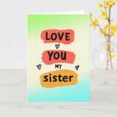 Liebe Schwester Pinselstrich Karte (Gelbe Blume)