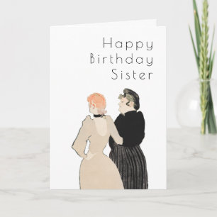 Liebe Schwester Vintage Lautrec Art Deco Geburtsta Karte
