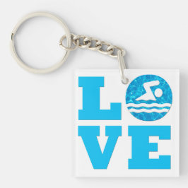 Liebe Schwimmen und Tauchen Schwimmbad Wasser Bade Schlüsselanhänger