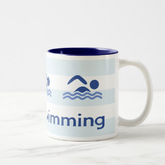 Liebe schwimmende hashtag blaue Streifen Zweifarbige Tasse