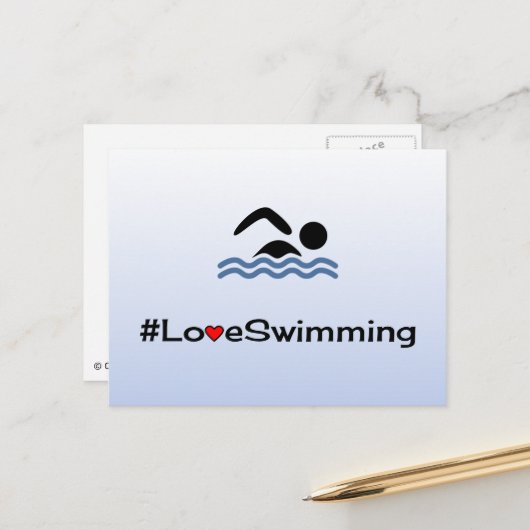 Liebe Schwimmpiktogramm blass Postkarte (Vorderseite/Rückseite Beispiel)