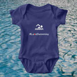 Liebe Schwimmpiktogramm-Schwimmer Baby Strampler