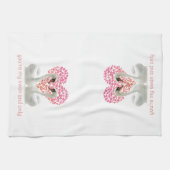 Liebe schwingt mit rosa Herzen Geschirrtuch (Horizontal)