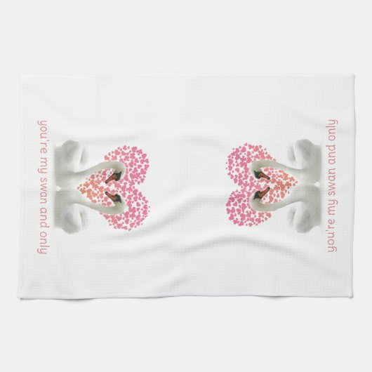 Liebe schwingt mit rosa Herzen Geschirrtuch (Horizontal)