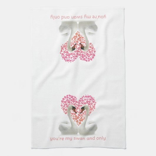 Liebe schwingt mit rosa Herzen Geschirrtuch (Vertikal)