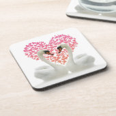 Liebe schwingt mit rosa Herzen Getränkeuntersetzer (Linke Seite)