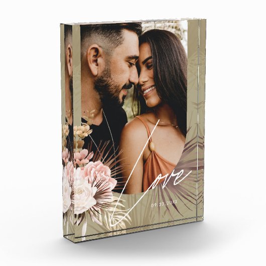 Liebe Script Boho Wasserfarbe Blumenstrauß Arch Fotoblock (Links)