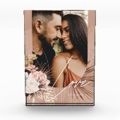 Liebe Script Boho Wasserfarbe Blumenstrauß Arch Fotoblock (Vorderseite)