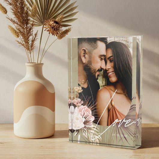 Liebe Script Boho Wasserfarbe Blumenstrauß Arch Fotoblock