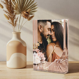 Liebe Script Boho Wasserfarbe Blumenstrauß Arch Fotoblock