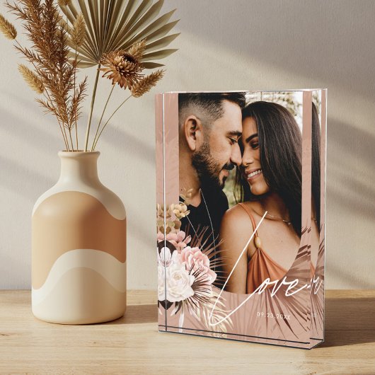 Liebe Script Boho Wasserfarbe Blumenstrauß Arch Fotoblock