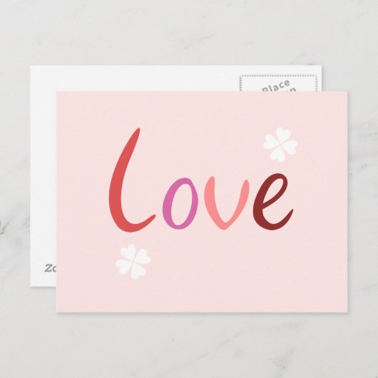 Liebe Script Design Pinks Reds & White Postkarte (Vorne/Hinten)