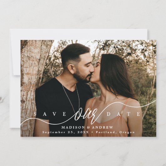 Liebe-Script-Foto geblüht Save The Date (Vorderseite)