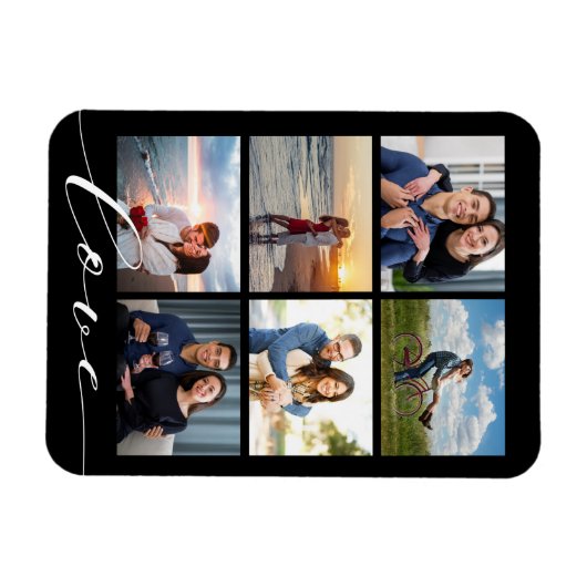 Liebe Script-FotoCollage Magnet (Horizontal)