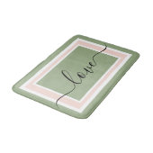 Liebe Script geometrisch grün und rosa Badematte (Schrägansicht)