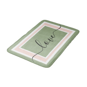 Liebe Script geometrisch grün und rosa Badematte