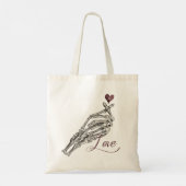Liebe Script Gothic Skeleton Heart Hand Monogram Tragetasche (Rückseite)