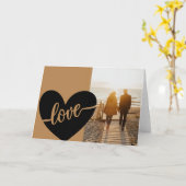 Liebe Script Heart Gold Black Valentine's Foto Karte (Gelbe Blume)