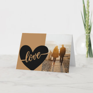 Liebe Script Heart Gold Black Valentine's Foto Karte
