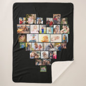 Liebe Script Heart Shaped Foto Collage Black Sherpadecke (Vorderseite)