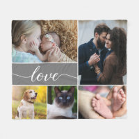 Liebe Script Mod Gray Family Foto Collage