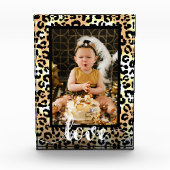 LIEBE Script Overlay Leopard Fotoblock (Vorderseite)