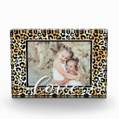 LIEBE Script Overlay Leopard Tiermuster Fotoblock (Vorderseite)