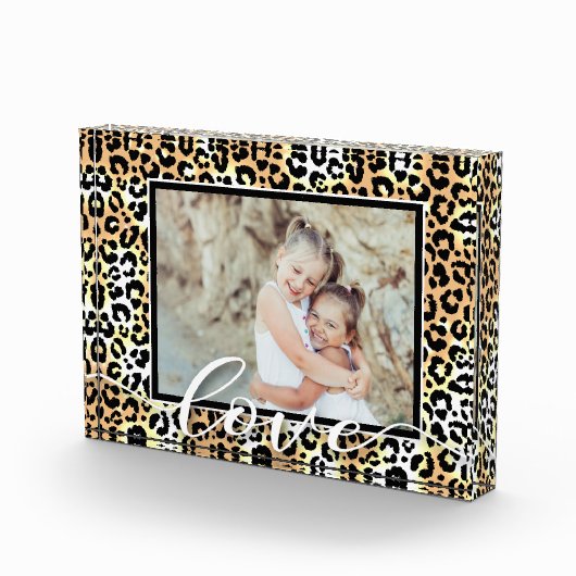 LIEBE Script Overlay Leopard Tiermuster Fotoblock (Rechts)
