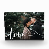 Liebe Script Overlay Paare Personalisiert Fotoblock (Vorderseite)