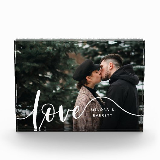 Liebe Script Overlay Paare Personalisiert Fotoblock (Vorderseite)
