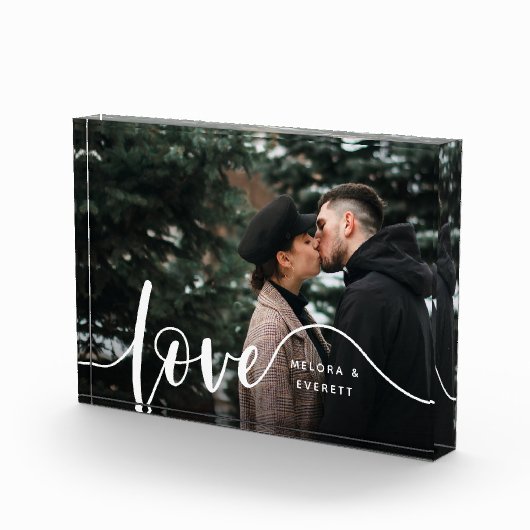 Liebe Script Overlay Paare Personalisiert Fotoblock (Rechts)