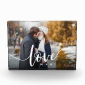 Liebe Script Overlay Paare Personalisiert Fotoblock (Vorderseite)