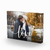 Liebe Script Overlay Paare Personalisiert Fotoblock (Rechts)