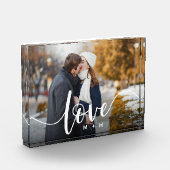 Liebe Script Overlay Paare Personalisiert Fotoblock (Links)