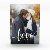 Liebe Script Overlay Paare Personalisiert Fotoblock (Vorderseite)