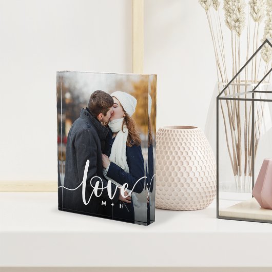 Liebe Script Overlay Paare Personalisiert Fotoblock